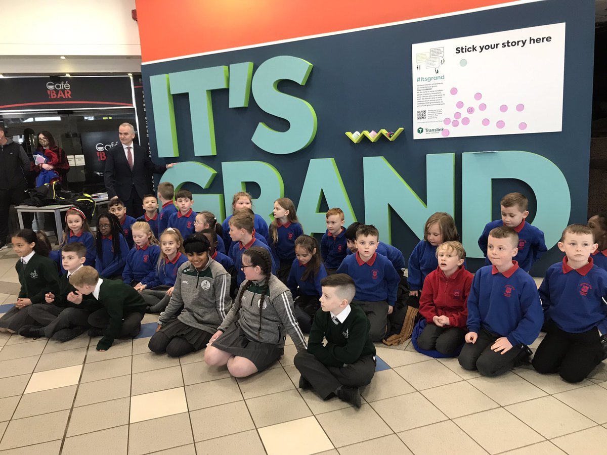 Translink_NI's tweet photo. #itsgrand the boys and girls from local schools had lots of fun and some great ideas for the Belfast Transport Hub @UrbanScaleInt 🚌 🚊 https://t.co/hcbYrb4dHL