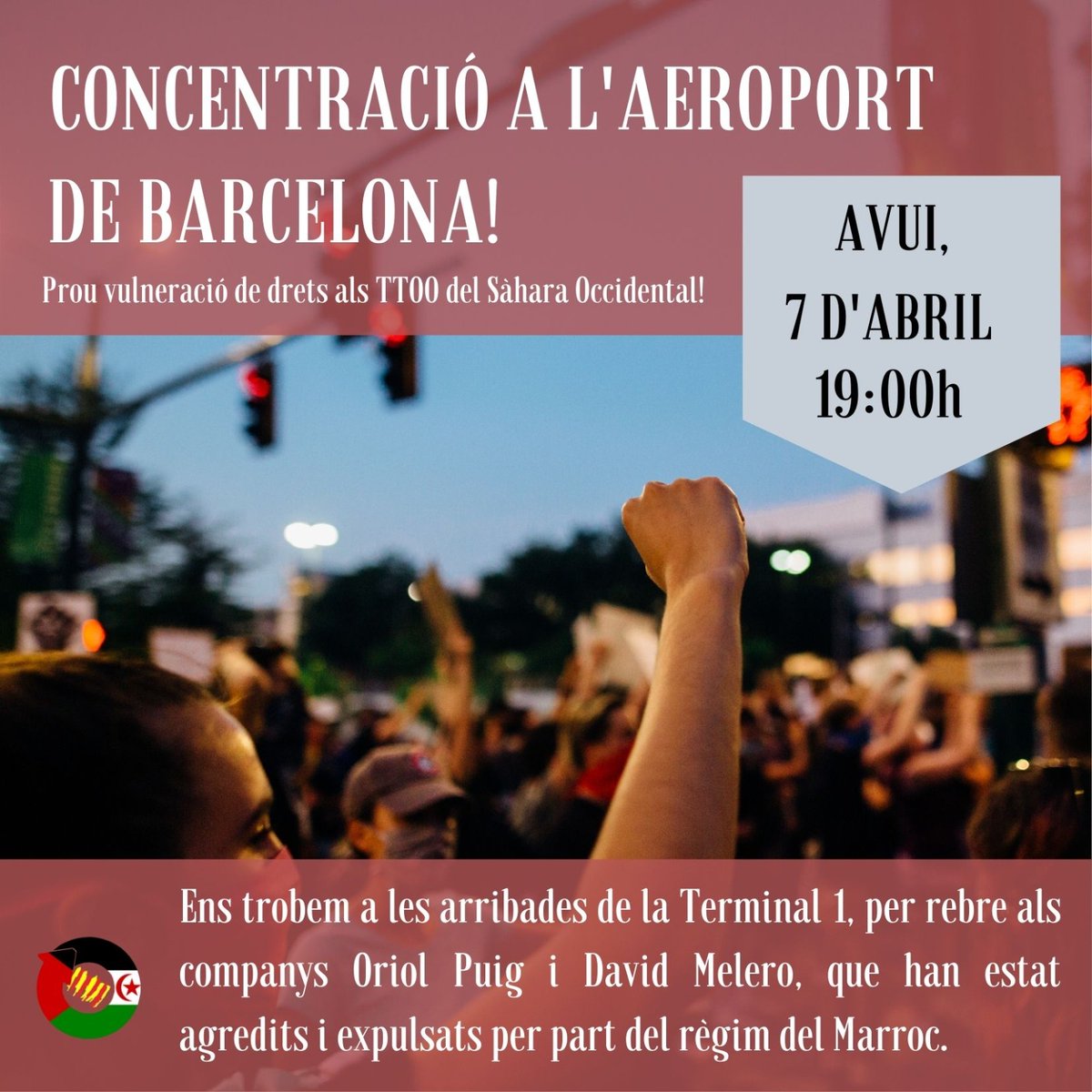 🔴 URGENT! Marroc agredeix i força a abandonar el país a l'activista <a href="/Pumocat/">Oriol Puig 🇪🇭 🔻</a> I al fotoperiodista <a href="/davidmelero__/">David Melero 📸 📽 ✏ 🔴</a>  que es dirigien al #SàharaOccidental

‼️ El mateix dia que <a href="/sanchezcastejon/">Pedro Sánchez</a> visita Marroc es produeix  aquesta agressió i expulsió.

Concentració per denunciar-ho 👇🏾