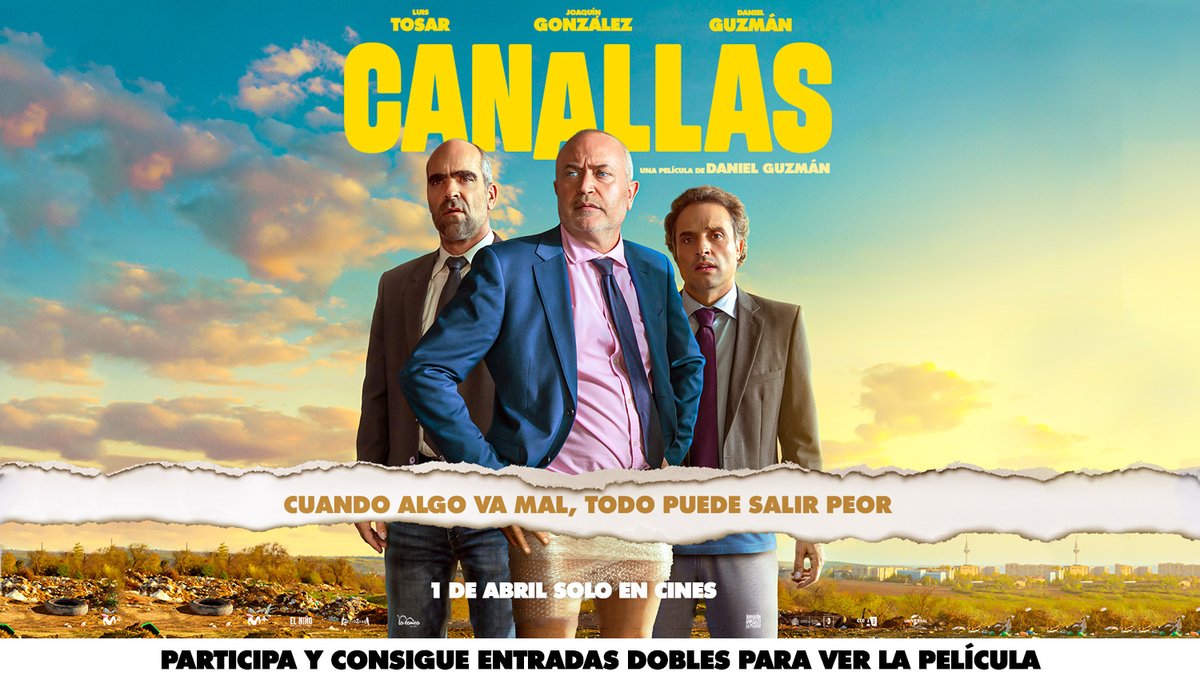 Sorteo exprés: Entradas dobles para ver en cines #Canallas. Síguenos☑️y retuitea 🔁 este tweet antes de este viernes a las 15:00 horas. Participa y ríete en el cine. #Concurso