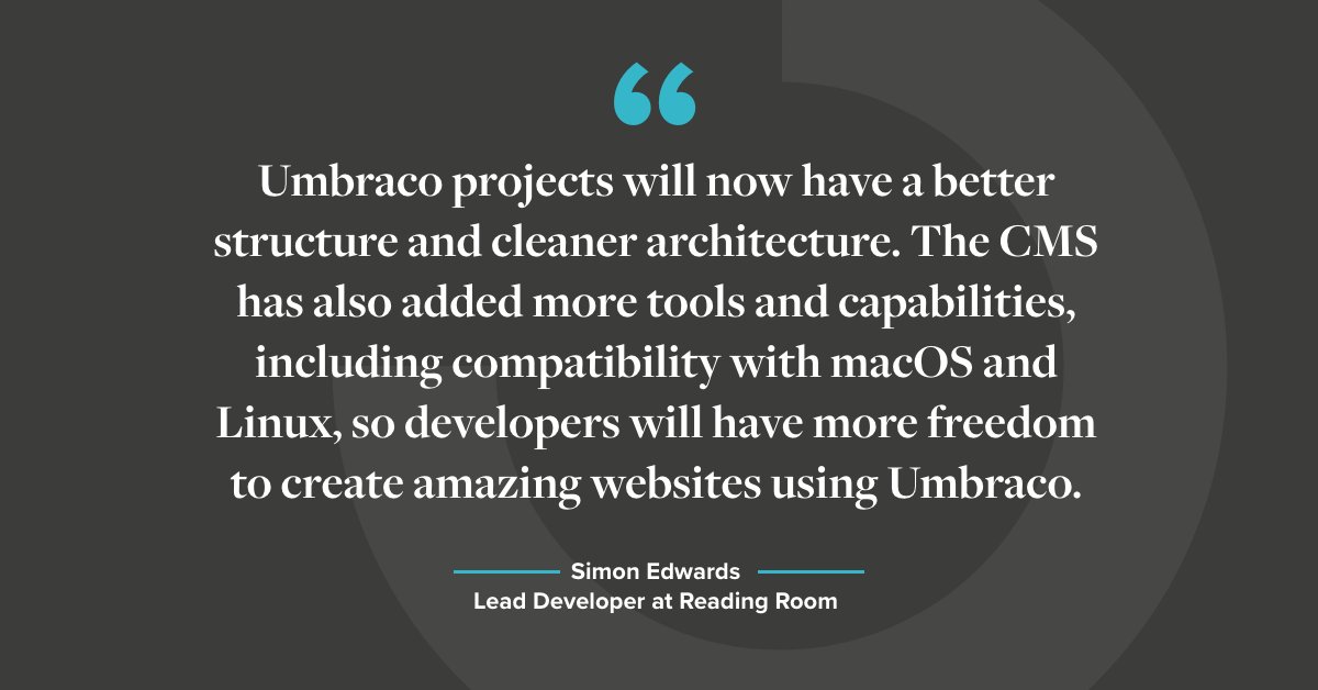 ReadingRoom's tweet image. Our Lead Developer, Simon Edwards, discusses the new #Umbraco9 #CMS and how it will benefit our clients. Read more: bit.ly/30q9uhn
@umbraco