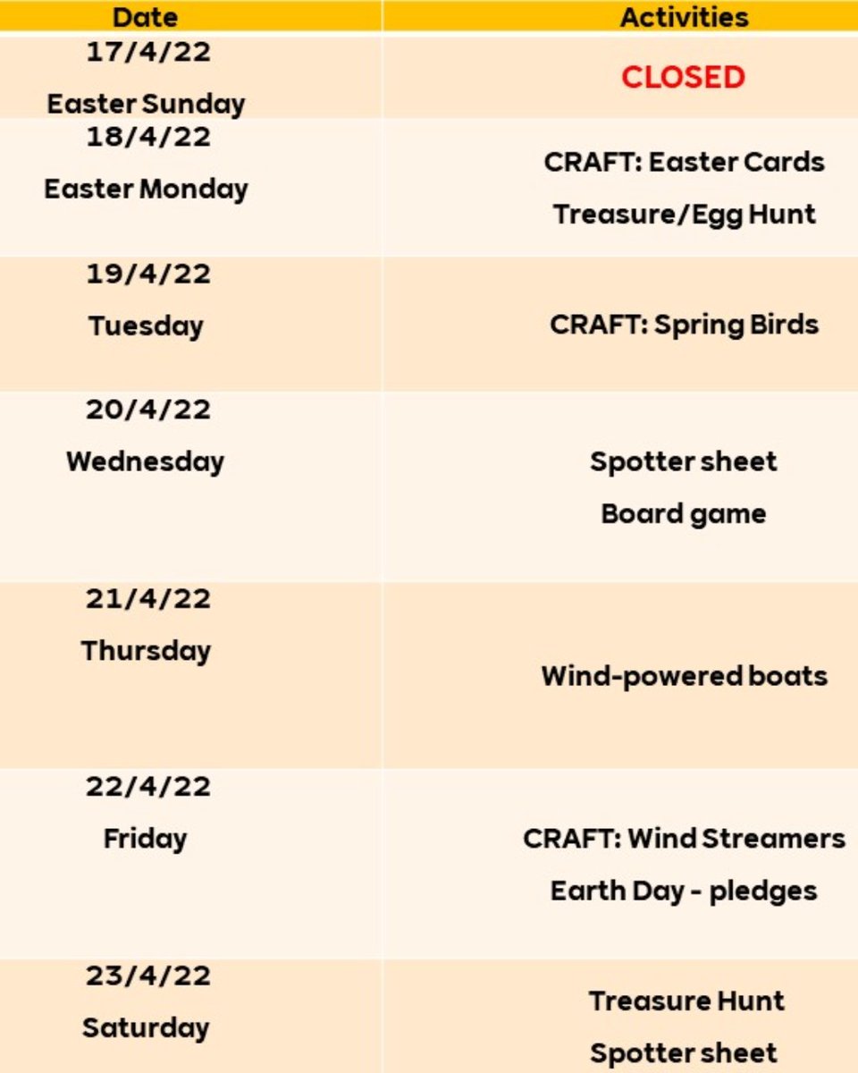 RampionVC's tweet photo. Here are the timetables for our Easter activities. 

#rampionvisitorcentre #easterholidays #schoolsout #spring #renewables #windpower #cleanenergy https://t.co/vXyxpWx3te