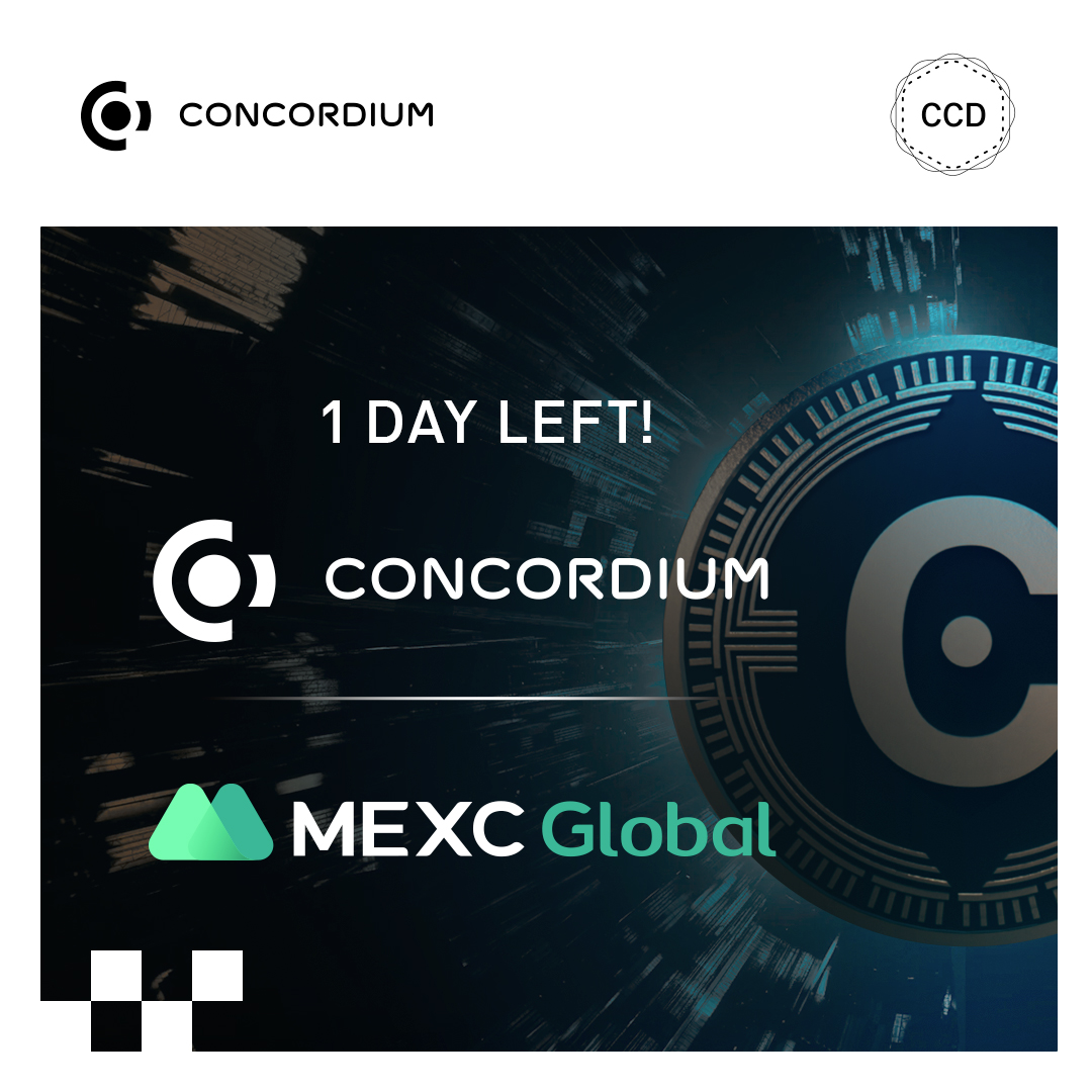 Concordium's tweet photo. 1 day to go. $CCD’s next listing is almost here! 📅

@concordium x @MEXC_Global! 👀

Made for the future economy. https://t.co/83I0GbTiJj