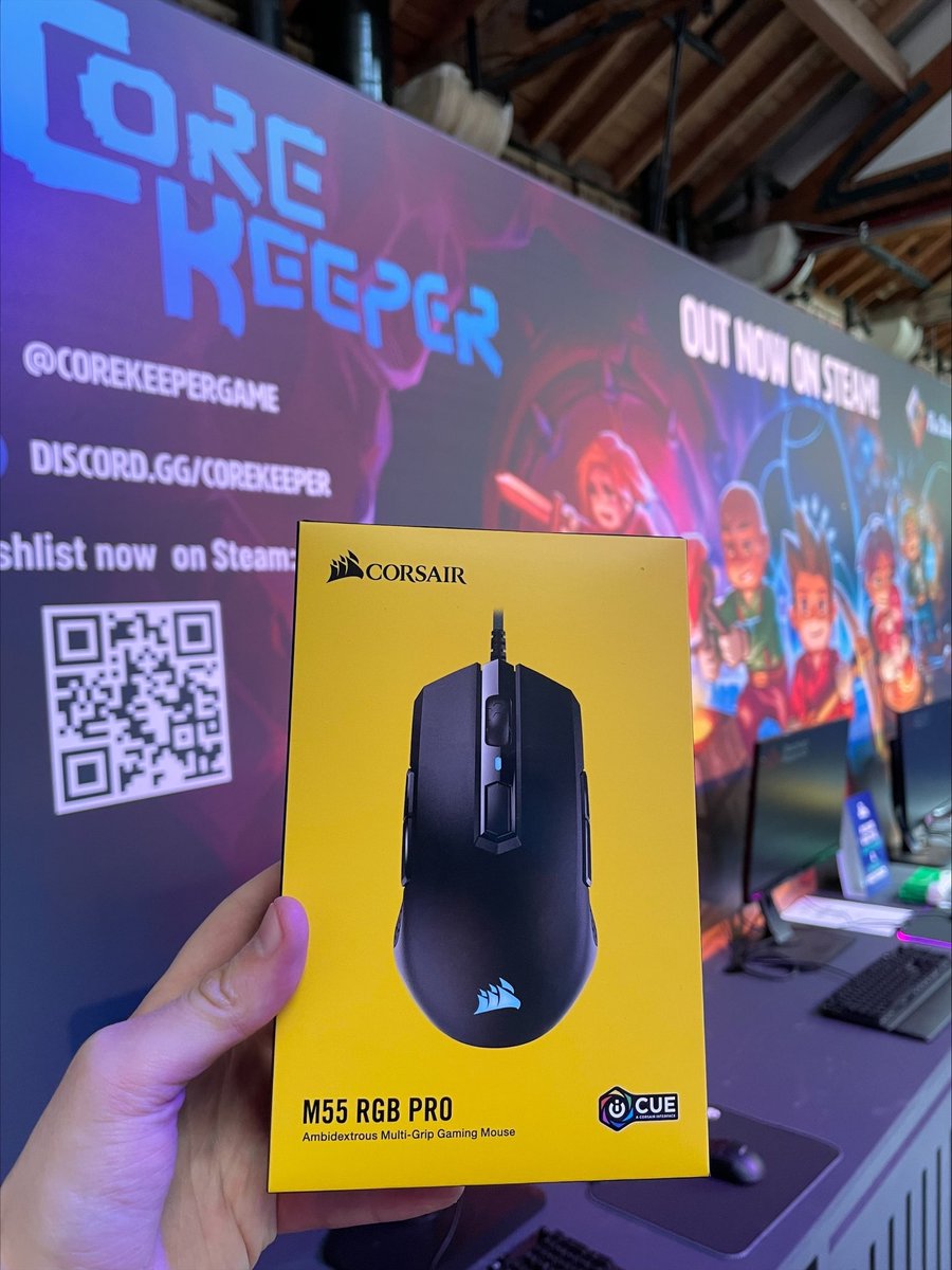CoreKeeperGame's tweet photo. We're excited to announce that we've partnered with @CORSAIR to give you the chance to win a CORSAIR M55 RGB PRO in 3x flash giveaways over the next 3 days!

Like, re-tweet, and follow us on Twitter to enter our first giveaway!

Terms &amp; conditions apply: https://t.co/5q4RYQAanD https://t.co/6jSGNp3ozv