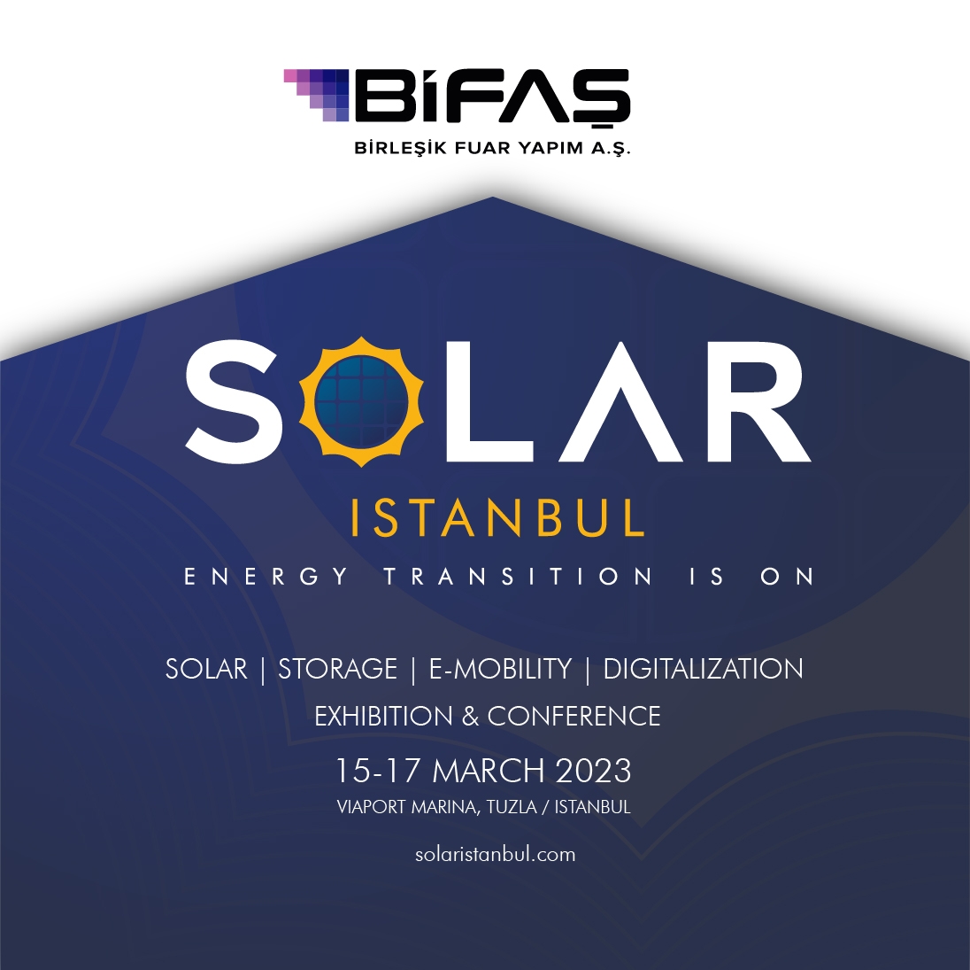 SolarIstanbul's tweet image. Solar İstanbul 2023 için çalışmalara başladı. 15-17 Mart 2023 tarihlerinde Viaport Marina, Tuzla’da buluşuyoruz.

#solar #solarexpo #fuar #güneşenerjisi #yenilenebilirenerji #güneşpaneli
