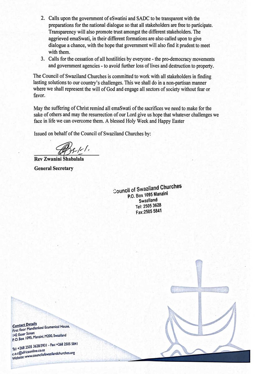 bpbhubesi's tweet photo. Council of #Swaziland Churches Statement

#eSwatini https://t.co/XcsoT6xyBr