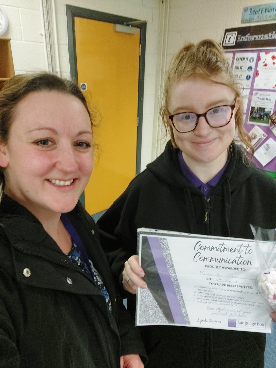 LBurrows15's tweet photo. Another shout out to one of our fantastic, dedicated teachers. Congratulations to Miss Dornan @Dovecotprimary for receiving our commitment to communication award. It has been lovely working with you. #LBawards #commitmenttocommunication #youvebeenspotted with @LanguageBoxSLT https://t.co/O9O5Zi0MMc