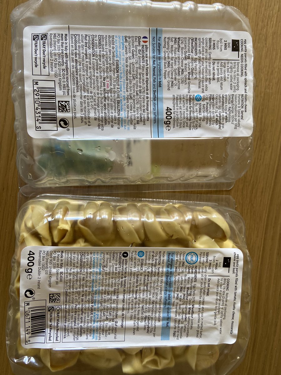 be_jolly1's tweet photo. @marksandspencer why is one kind of M&amp;S tortellini in recyclable packing and the other not? Bought at the same time so you clearly can make it recyclable, why are you choosing not to? https://t.co/3orYMAdN7m