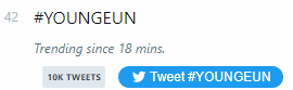 SYECHARTS's tweet photo. [📈 TREND ] 

#YOUNGEUN is currently trending in the Philippines with over 10k tweets ! 🦊

#YOUNGEUN #서영은 #ヨンウン https://t.co/rCADbzrI8g