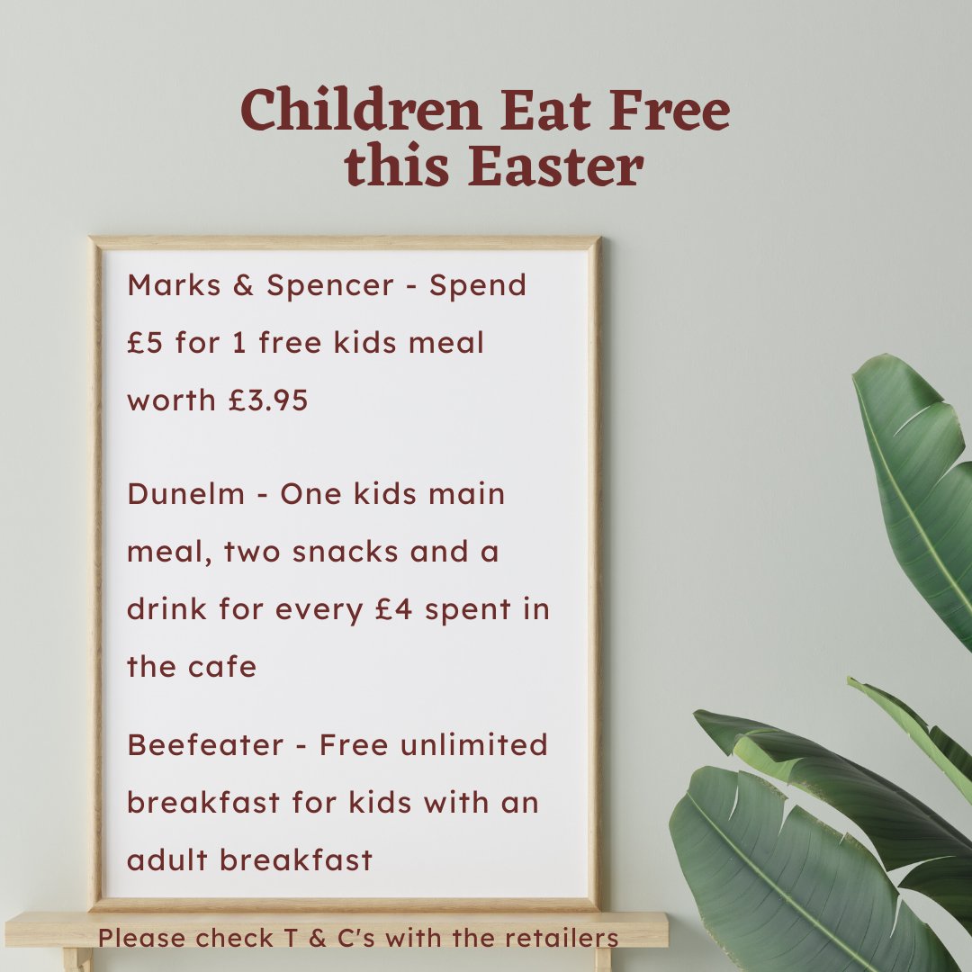 Harrison_FS's tweet photo. 🌟 Children Eat Free 🌟

Now that the children's Easter Holidays have landed you may be looking to take them out for a bite to eat. Check these great deals where children can eat for free. 🙌

https://t.co/jBmhKoWw6f
#EasterHolidays #KidsEatFree #MoneySavingTips #HFS https://t.co/H5GSmdhJ0K