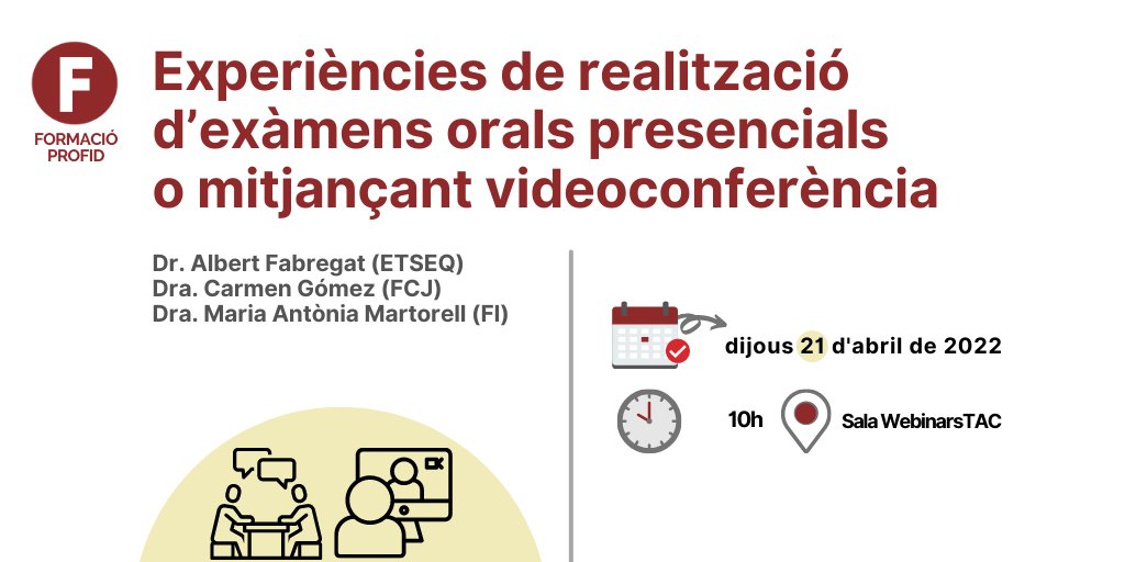 🆕Formació online🗓️21 d'abril a les ⏰10h: Experiències de realització d’exàmens orals 🗣️presencials o mitjançant videoconferència📶
👉Com a #PDI i #PAS de la <a href="/universitatURV/">Universitat Rovira i Virgili</a> pots accedir a qualsevol #webinar <a href="/ICEURV/">ICE-URV</a> <a href="/FPAS_URV/">formacioPASURV</a>
🔗Enllaç a l'oferta: bit.ly/38A627y
#URV