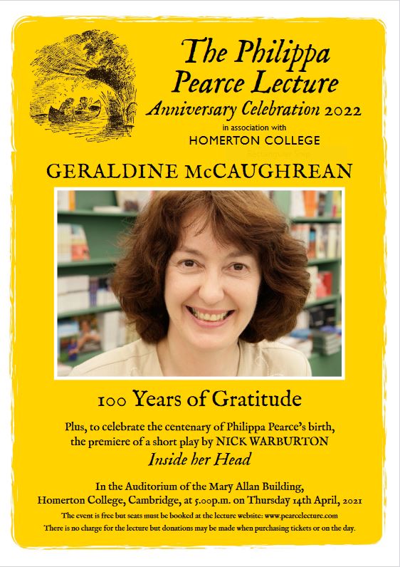 PearceLecture's tweet image. #Next week is The Philippa Pearce Centenary Lecture
‘100 years of gratitude’ by double-Carnegie-Medal winner, @GMcCaughrean. We look forward to welcoming you to @HomertonCollege. #reading
Register here: pearcelecture.com/booking/