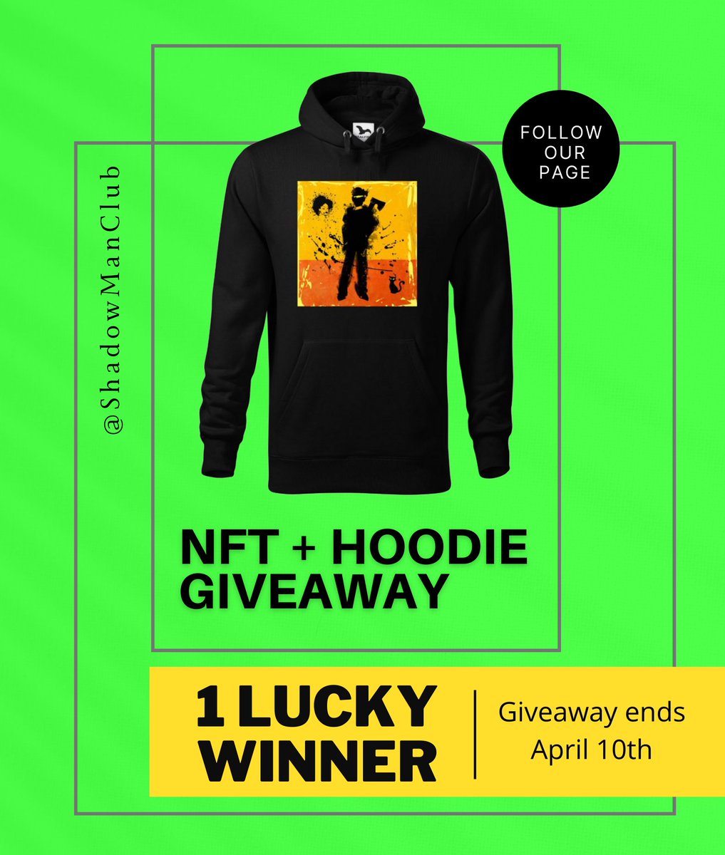 ShadowManClub's tweet photo. 🎁 1 NFT + 1 HOODIE  GIVEAWAY 🏆 

1️⃣ Follow @ShadowManClub 
2️⃣ Retweet
3️⃣ Drop your wallet! 

The NFT is linked to a unique hoodie! Winner takes all!! Giveaway ends April 10th! 💸💰

#NFTCollection #NFTCommunity #OpenSeaNFT #NFTartist #Polygon #MATIC https://t.co/f31uiGxDpx