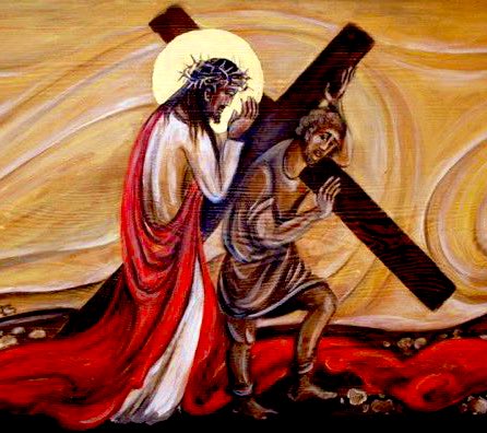 A Simón de Cirene lo obligaron para ayudar a #Cristo con la Cruz: 

¿Aún no te das cuenta de cuan privilegiado eres de que el mismo Cristo se ofrezca como cirineo para ayudarte a cargar tu cruz de cada día?