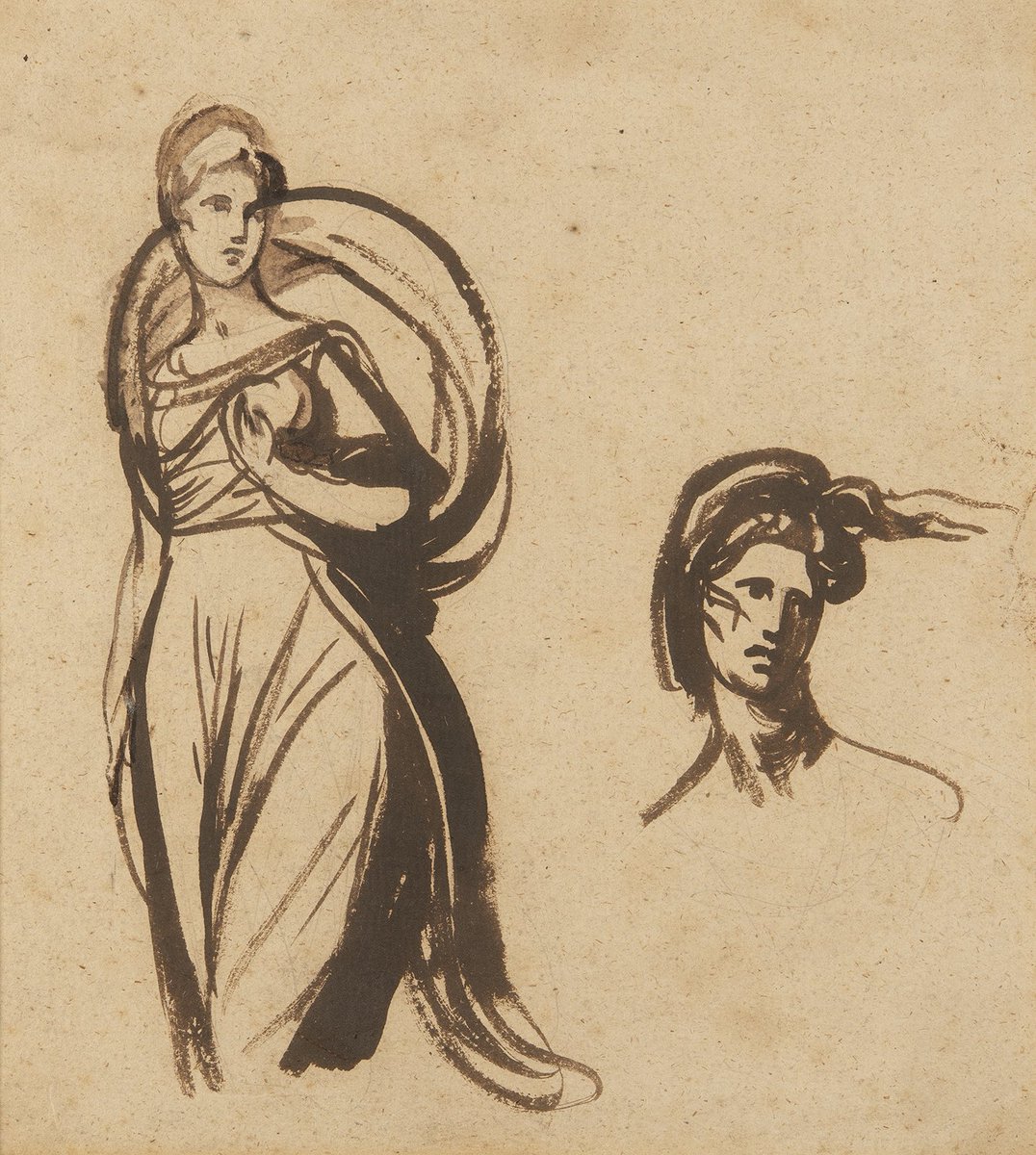 britishwcs's tweet photo. Studies for ‘Viscountess Bulkeley as Hebe’ by George Romney (1734-1802) from our forthcoming exhibition. The finished painting, dating to 1777, is in @Museum_Cardiff #romney #nationalmuseumwales #bulkeley #hebe #exhibition #sketch #drawing #britishart https://t.co/mwN4cpvEkb