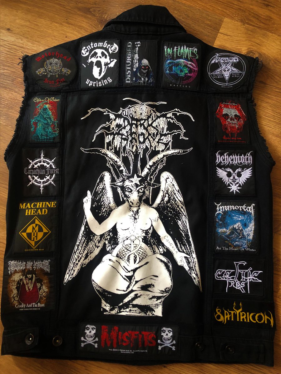 DevilmanHarvey's tweet photo. your #personal #patch collection/selection #machinesewn #custommade #denim #cutoff #battlejacket #heavymetal #thrashmetal #deathmetal #blackmetal #doommetal #metalcore #deathcore #punkrock https://t.co/k9ynZ6DGy1 https://t.co/F6GYqqv7nA