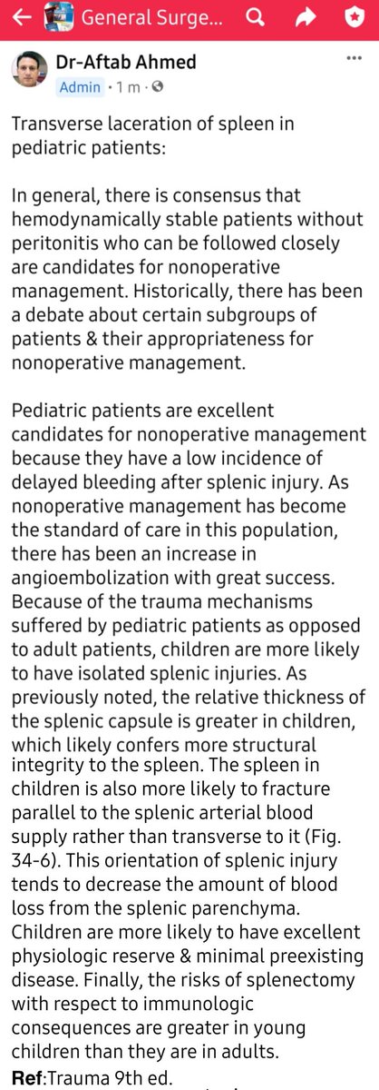DRAFTABAHMED7's tweet photo. Transverse laceration of spleen in pediatric patients:
𝗥𝗲𝗳:Trauma 9th ed.
#MedTwitter #Trauma
#Bluntabdominaltrauma
#damagecontrolsurgery 
#splenicinjury https://t.co/tsLw5vQkZS