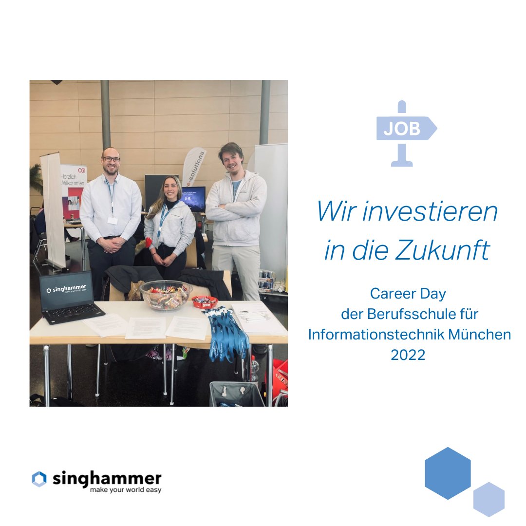 SinghammerIT's tweet photo. Heute sind wir auf dem Career Day der Berufsschule für Informationstechnik in München unterwegs! Wegen der Pandemie ist es schon etwas länger her, dass solche Veranstaltungen stattgefunden haben. Deshalb ist es umso schöner, wieder in Person Kontakte zu knüpfen! 😊 #itjobs https://t.co/urkypRzACg