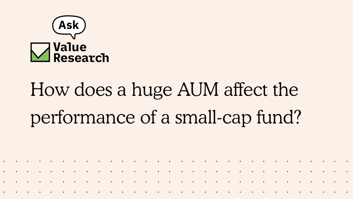 ValueResearch's tweet photo. Watch this video to understand the effect of AUM on the performance of small caps
#AskVR
https://t.co/Pb2BITJ475 https://t.co/1yIh3mYvwX