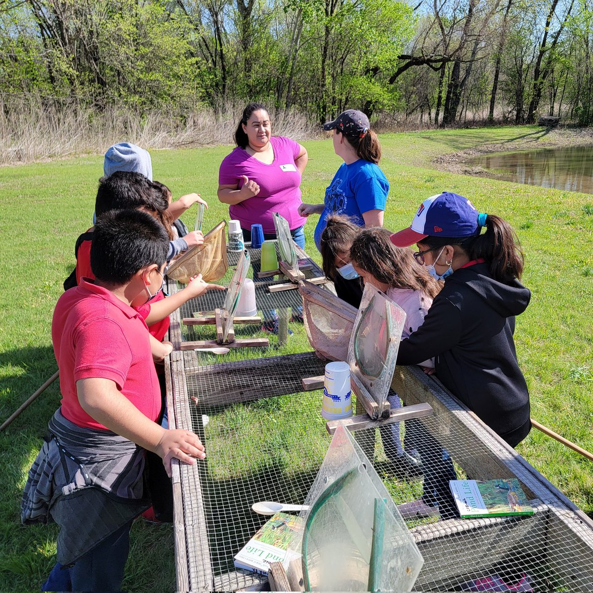 CFB_OLC's tweet photo. The @TigerNetwork was on the prowl at the OLC yesterday. It was a little windy and wet, but we had a fantastic time learning about river and pond habitats, electromagnetic spectrum, and animal adaptations! #OutdoorLearning #Science @CFBISD https://t.co/bZzV8vrCz6