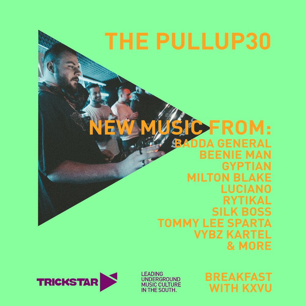 CUBKXVU's tweet photo. Next up we move into The #PullUp30, looking a new dancehall bangers from: 

@BaddaGeneral @KingBeenieMan @RealGyptian @Rytikalmuzic @TommyLeeSparta @Vybz_Kartel &amp; more

Live via @trickstarradio // https://t.co/k2FtDuEHrl // App // DAB 

#BREAKFASTWITHKXVU https://t.co/3ZhkuVw0WN