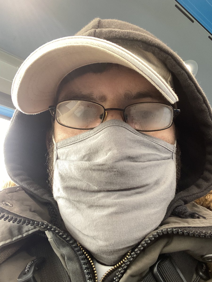 Sergeydc's tweet photo. @BraydenCreation I just took this with my phone on the bus. It’s cold and, with my face mask on, my glasses are steaming up! #Edinburgh #coldapril https://t.co/OYKNHgxBQE