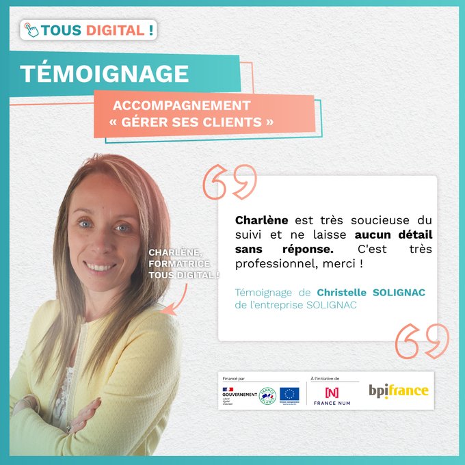 #CRM #COMMERCE : Automatisez une partie de votre relation client grâce à l'accompagnement <a href="/TousDigital/">TOUS DIGITAL</a>
@Coperbee
@Dijinov
@CMAR_Occitanie
 
👉Dispositif est 100% financé par le <a href="/Economie_Gouv/">Ministère de l'Économie et des Finances</a> à l'initiative de <a href="/francenumfr/">France Num 📲 TPE PME : Passez au numérique</a> et <a href="/Bpifrance/">Bpifrance</a>.