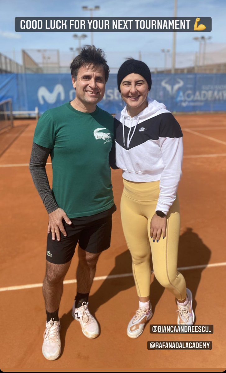 Bianca had a practice with Fabrice Santoro in Mallorca at the Rafa Nadal Academy☺️