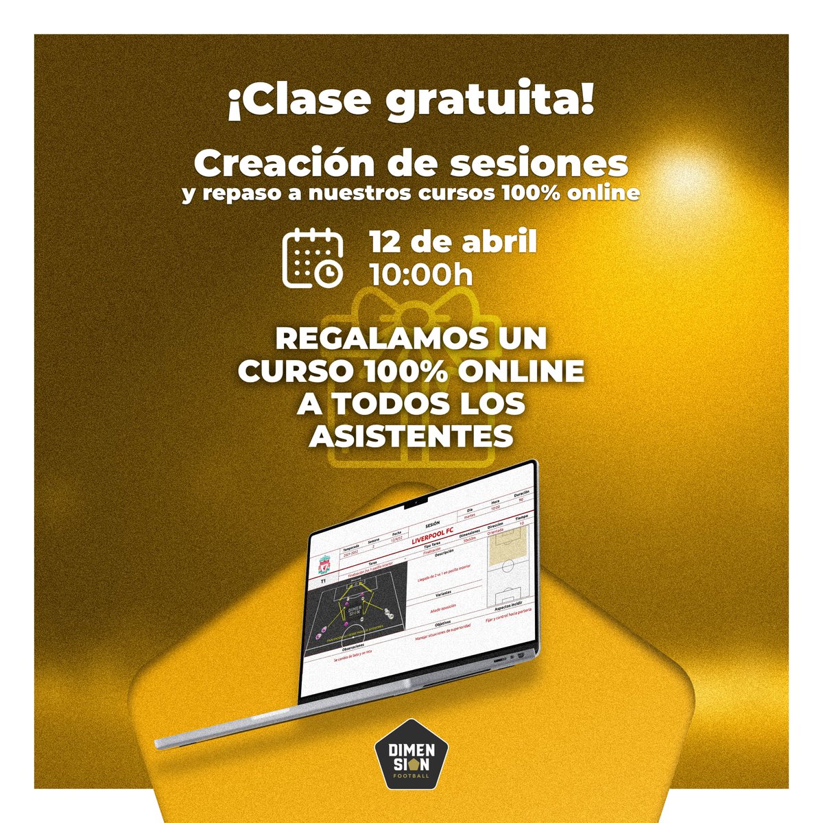 dimensionFTBL's tweet photo. 🚨𝘾𝙇𝘼𝙎𝙀 𝙂𝙍𝘼𝙏𝙐𝙄𝙏𝘼🚨

⚽️ Creación de sesiones

¿Quieres crear una plantilla se sesión 🔝?

🎁 Si asistes Recibirás un 𝗰𝘂𝗿𝘀𝗼 💯 % 𝗢𝗻𝗹𝗶𝗻𝗲 GRATIS

📅 Martes 12 Abril
⌚️ 10:00 am

Para asistir:
❤️🔁 Difunde - RT
✍️Rellena este formulario: https://t.co/TJHzonL9Cf https://t.co/XRINClmaKB