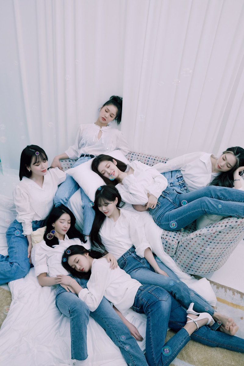 Oh My Girl using each other as furniture and being cuddle piles since 2016