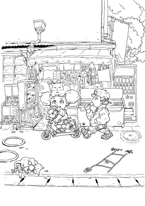 表紙の線画です🍁
カラーの方は…最初もみぢの口が開いてなかったのです。でも担当さんが「絶対開いてる方がいいと思います!」と言ってくださって…そして今、僕も絶対開いてる方がいいと思います。担当さんに感謝です😌 