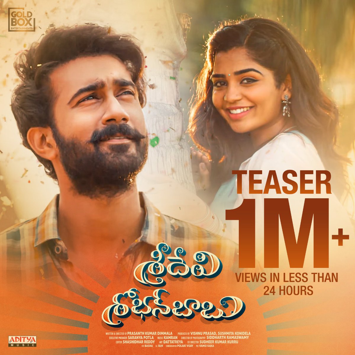 Gold Box Entertainments (@goldboxent) on Twitter photo మా శ్రీదేవి శోభన్ బాబు జంటకి మీ ఘనమైన ఆహ్వానం
#SrideviShobanBabu teaser surpassed 1 Million views in just 24 hrs.
▶️ youtu.be/IKELVAzJJCM
@santoshshobhan <a href="/Gourayy/">Gouri G Kishan</a> #VishnuLaggishetty <a href="/sushkonidela/">Sushmita Konidela</a> <a href="/GoldBoxEnt/">Gold Box Entertainments</a> <a href="/dimmalaprasanth/">PrasanthKumarDimmala</a> <a href="/saranyapotla/">Saranya Potla</a> <a href="/syedkamran/">Kamran</a> మా శ్రీదేవి శోభన్ బాబు జంటకి మీ ఘనమైన ఆహ్వానం
#SrideviShobanBabu teaser surpassed 1 Million views in just 24 hrs.
▶️ youtu.be/IKELVAzJJCM
@santoshshobhan <a href="/Gourayy/">Gouri G Kishan</a> #VishnuLaggishetty <a href="/sushkonidela/">Sushmita Konidela</a> <a href="/GoldBoxEnt/">Gold Box Entertainments</a> <a href="/dimmalaprasanth/">PrasanthKumarDimmala</a> <a href="/saranyapotla/">Saranya Potla</a> <a href="/syedkamran/">Kamran</a>