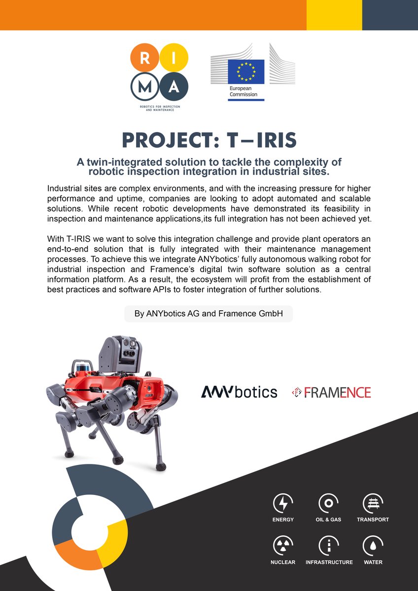 What is T-IRIS? The new project that we have made beside <a href="/framence_gmbh/">FRAMENCE</a> and <a href="/anybotics/">ANYbotics</a>

Read more about the robotic inspection in industrial sites! 

#supportedbyRIMANETWORK
