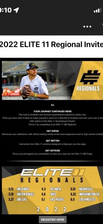 raines_aj's tweet photo. Looking forward to competing in Nashville.  Thank you for the invite! @Elite11 @FootballTHS https://t.co/h70pIbLam8