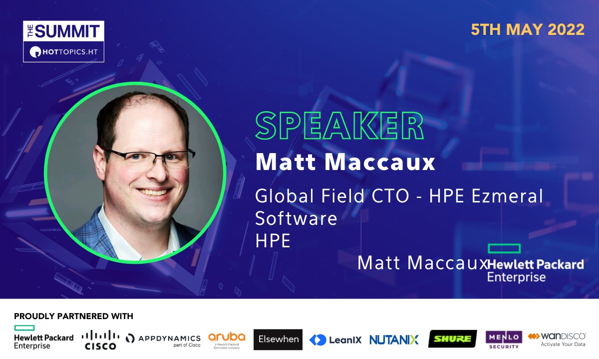 Proud to announce that Matt Maccaux (<a href="/Matt_Maccaux/">Matt Maccaux</a>), Global field CTO - HPE Ezmeral Software of <a href="/HPE/">HPE</a> is speaking at The Summit on the 5th of May.

🎫 Get your free ticket for The Summit here: hubs.la/Q017pBdw0