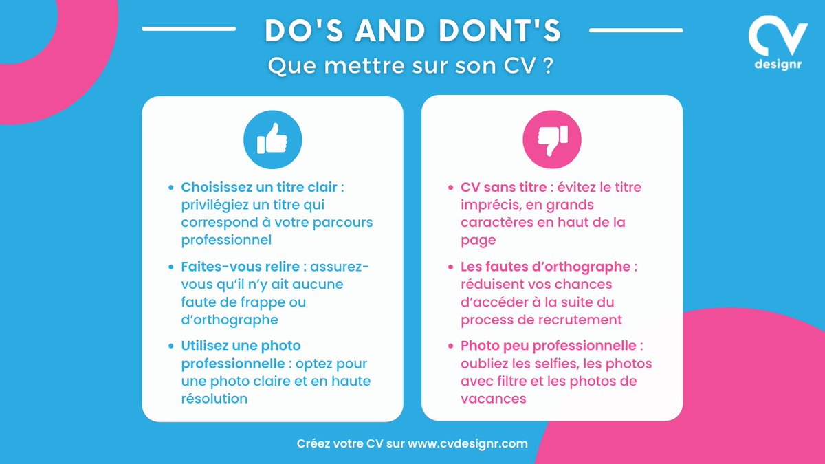 CvDesignR's tweet image. QUE METTRE SUR SON CV ? 

votre CV est le reflet de votre personnalité et de votre professionnalisme. CVDesignR vous donne de précieux conseils pour un CV gagnant 🏆

Pour créer un CV 👉 cvdesignr.com

#CVDesignR #CV #ModeleCV #Gratuit #ConseilsCV  #Emploi #Recrutement