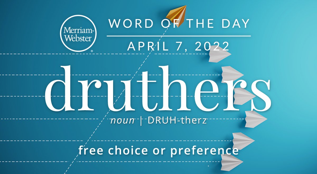 MerriamWebster's tweet photo. Good morning! Today's #WordOfTheDay is 'druthers' https://t.co/WhkIImbK6u https://t.co/2KLGLX8byt