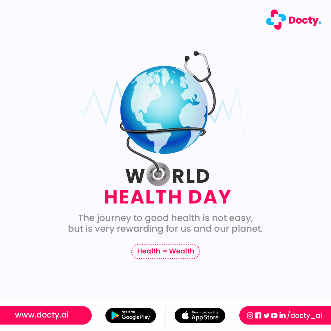 docty_ai's tweet photo. On #WorldHealthDay 2022, @WHO will focus #worldwide attention on critical efforts needed to keep humans and the planet #healthy, and build a movement to create societies centred on well-being, in the face of a #pandemic, a polluted planet, and rising diseases.
Visit #Docty https://t.co/TF0sm4bXd4