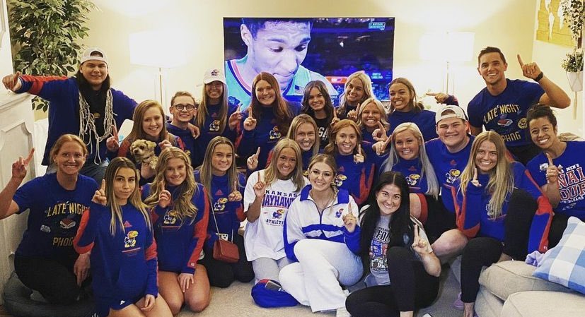 heekehouse's tweet photo. @KUHoops @KUAthletics @tgoff11 @KU_Football @KUVolleyball @CoachBillSelf @CoachLeipold this squad has been there for you guys through everything—now it’s your turn to be their cheering section. Show some major love for @KUcheer as they compete in R1 of Nationals today #RockChalk https://t.co/tP56FitMSy