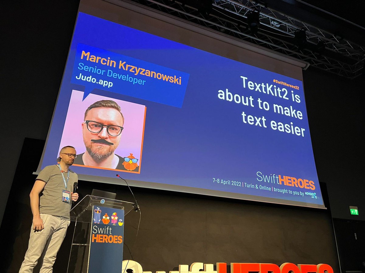 judoapp's tweet photo. Proud to see our very own @krzyzanowskim representing Judo at #swiftheros speaking on TextKit2 👏🏻 #swiftui https://t.co/xk2x91n31k