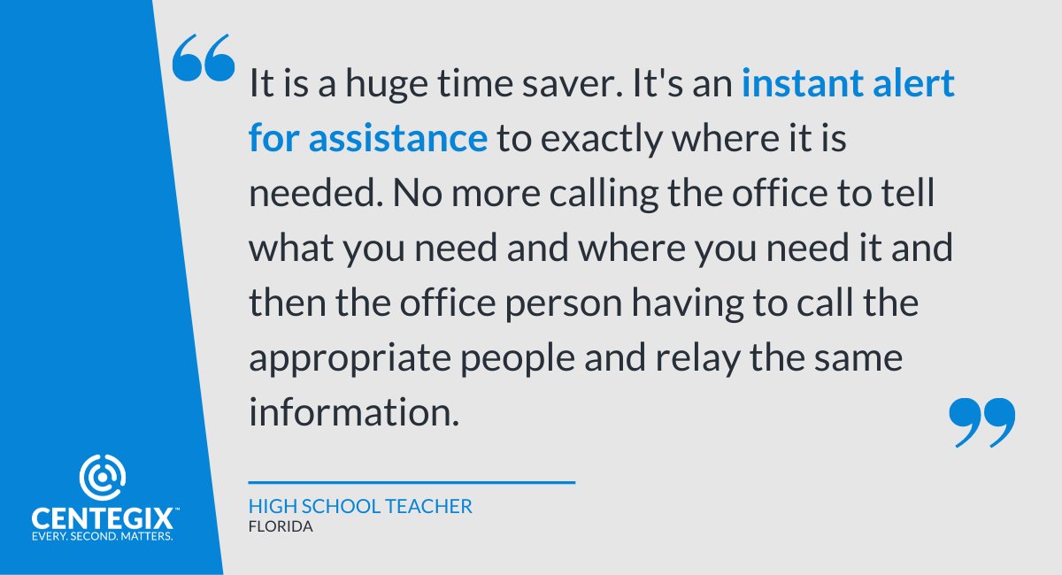 _CentegixOLD's tweet photo. Teachers do much more than teach while at work. With CrisisAlert, they know when they call for assistance, help is on the way! See more stories of CrisisAlert in Action: https://t.co/l0NZ4f4wav
#schoolsafety #pushbuttonhelpcomes https://t.co/ZgZU2Jla11