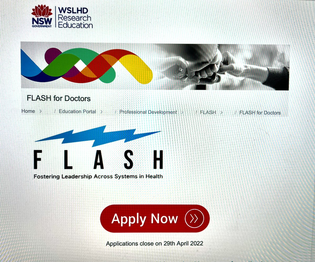 Sandra Turner (@sandraturner49) on Twitter photo APPLY NOW!
#FLASH ‘Fostering Leaders Across Systems in Health’ #2 is open for early career medical leaders in Western Sydney
<a href="/RENWestmead/">WSLHD Research and Education Network</a> <a href="/WestSydHealth/">Western Sydney Health</a> #leadership #Network #MedEd
wslhd.health.nsw.gov.au/Education-Port… APPLY NOW!
#FLASH ‘Fostering Leaders Across Systems in Health’ #2 is open for early career medical leaders in Western Sydney
<a href="/RENWestmead/">WSLHD Research and Education Network</a> <a href="/WestSydHealth/">Western Sydney Health</a> #leadership #Network #MedEd
wslhd.health.nsw.gov.au/Education-Port…
