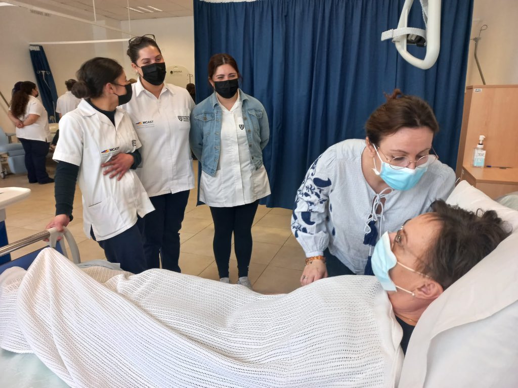 JalonenJohanna's tweet photo. #GNurseSIM project meeting as quest of MCAST Malta🙂 We had a nice simulation session with future colleaques-NICE WORK🥰 @SatakunnanAMK @centriaamk and the Academy of Tarnow. https://t.co/jy00bnUbOU
