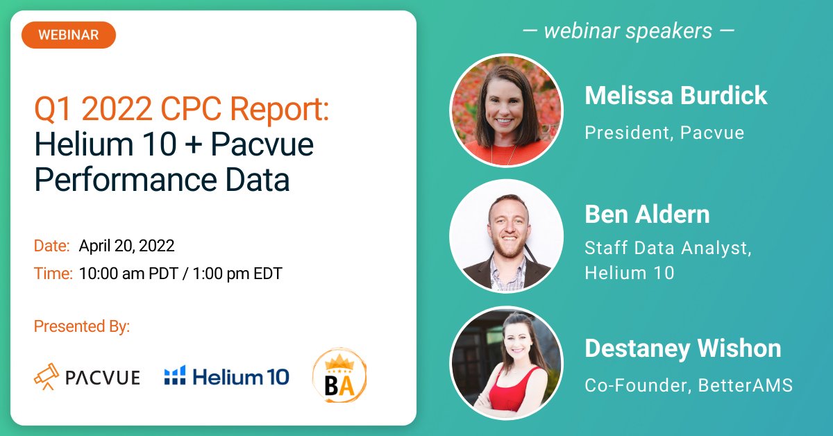 Pacvue's tweet photo. For the first time, we’re bringing you Q1 2022 #advertisingdata from both Pacvue and Helium 10 to help brands make sense of the current trends and key drivers in the #retailmedia ecosystem. Sign up for this webinar now. 👉
https://t.co/8L1kNIHQEL #amazonads #ecommerce https://t.co/drJXWB3MOx