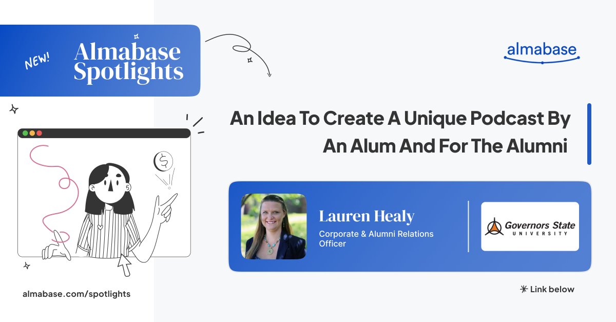 almabaseapp's tweet image. We feature Governors State University and their incredible Jaguar Journal Podcast, which is helping both current and former students learn from their peers.

⏩⏩Read the full story: hubs.la/Q017Dhz90

#AlmabaseSpotlights #AlumniCentricity #govstate #podcast #university