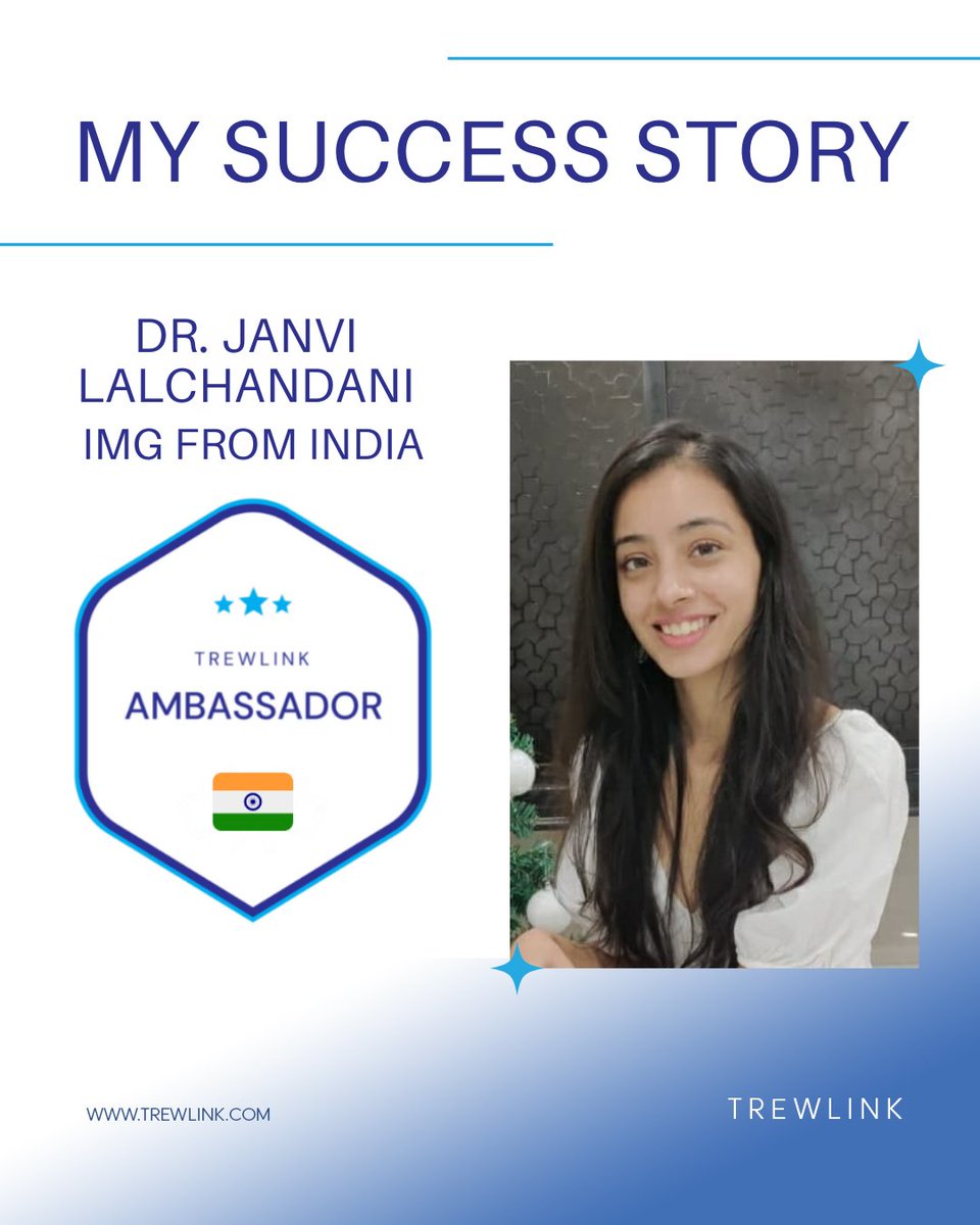 LinkTrew's tweet photo. Dr. Janvi Lalchandani is grateful to be part of the Trewlink community as she is an avid researcher and learner, always looking for growth opportunities. #successstories #nhscareer #UKjourney #trewlink #NHS #gmcreg #IMG #imgs #UKJobs #doctor #doctorslife #nhscareers #successtips https://t.co/6CUbvMmT6W