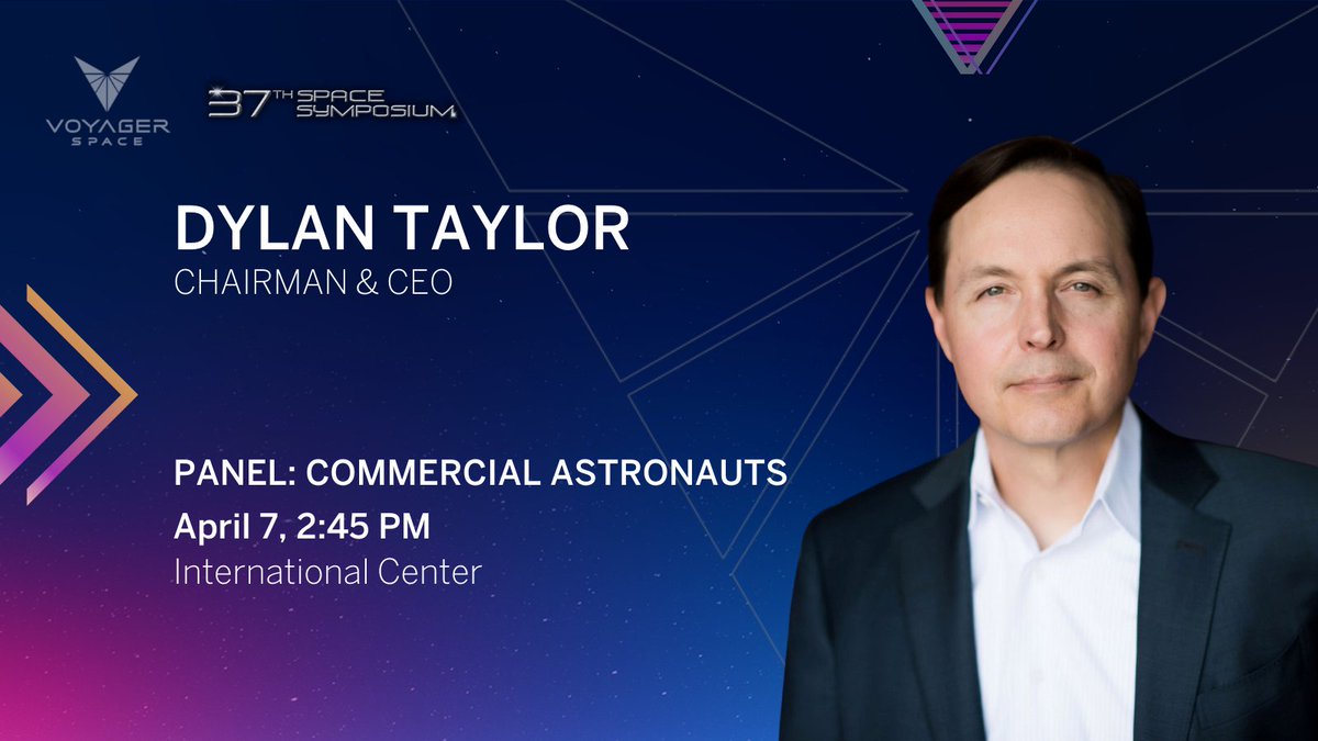 voyagertech_'s tweet photo. To close our our time at #SpaceSymposium, Voyager CEO + Chairman @dylan will be joined by Dr. Chris Boshuizen and Audrey Powers for a panel discussion on commercial astronauts 🚀.  Can’t wait to see you all there at 2:45pm. Thank you @SpaceFoundation for having us! https://t.co/ZaSPkc23u2