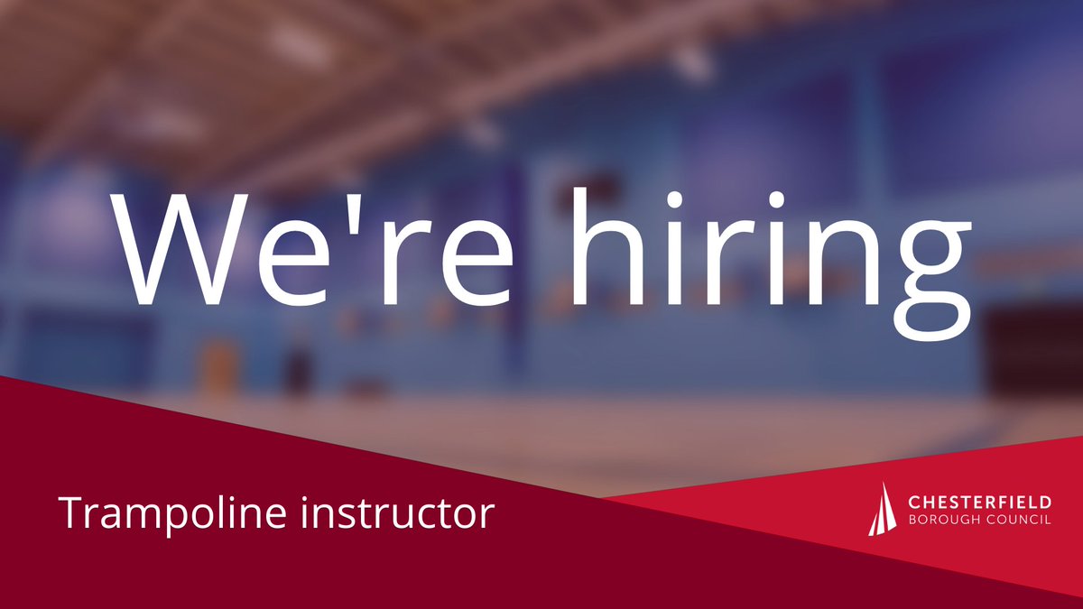 💼| Job vacancy – Trampoline instructors

Salary details: Level 1: £10.38 per hour / Level 2: £15.70 per hour
Job term: Permanent 
Closing date: 18 April 2022

For more details or to apply, visit: chesterfield.gov.uk/trampoline-ins…
