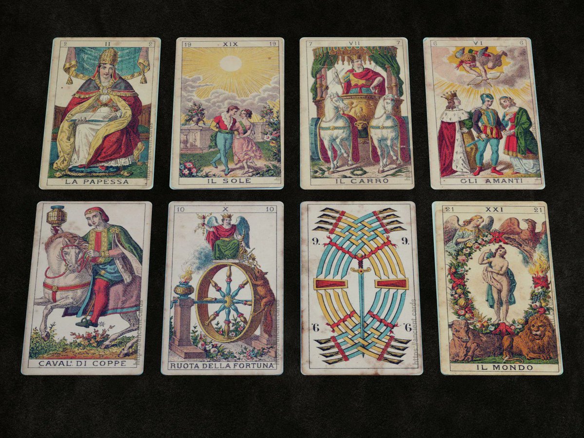 MaisonEtteilla's tweet photo. Sublime Tarot cards in Della Rocca style made by the brothers Avondo made around 1860 in Italy. More photos here 👉 https://t.co/6aYxL9Lmge

#tarot #TarotReading #dailytarot  #playingcards #tarotcards https://t.co/Vl3gkRyJIh