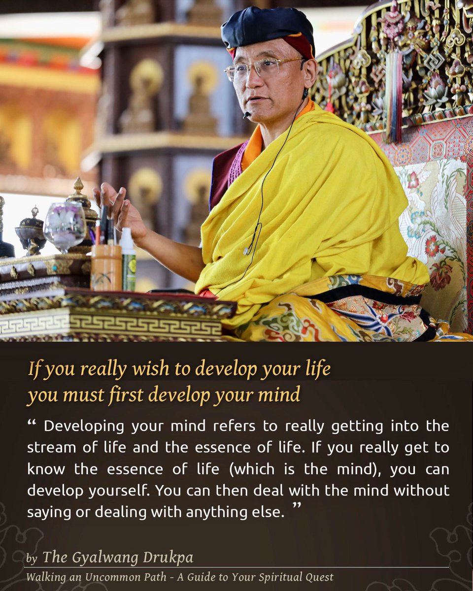Drukpa's tweet image. If you really wish to develop your life, you must first develop your mind.

#WalkingAnUncommonPath 
#UncommonPath #Spirituality #DrukpaQuotes #Drukpa #Life #Mind