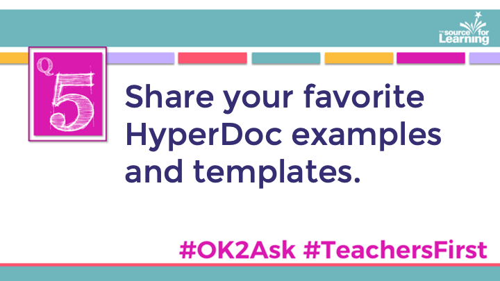 SFLOK2Ask's tweet photo. Q5: Share your favorite HyperDoc examples and templates.

#OK2Ask 
#TeachersFirst https://t.co/vEpBlpzq8p